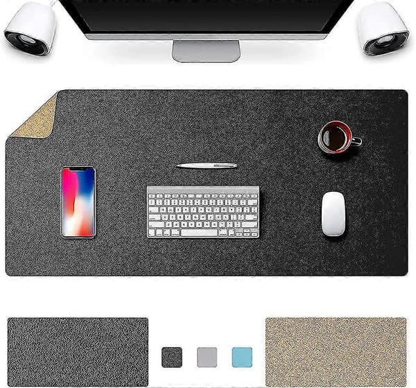 Non-slip Desk Pad Cork & Leather Double-sided Desk Protector 80*40cm, Acsergery Ultra-thin Gift