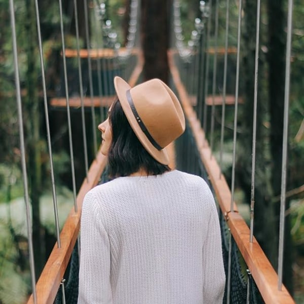 Dame Bæltespænde Fedora Hat Klassisk Bredskygget Filt Panama Hat