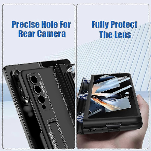 Skal för Galaxy Z Fold 4 - S Pen-hållare, Inbyggt skärmskydd & Magnetiskt gångjärnsskydd silver