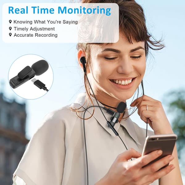 Professional Wireless Lavalier Microphone for iPhone, iPad - Wireless Omnidirectional Condenser Microphone for Interview Video Podcast(C)