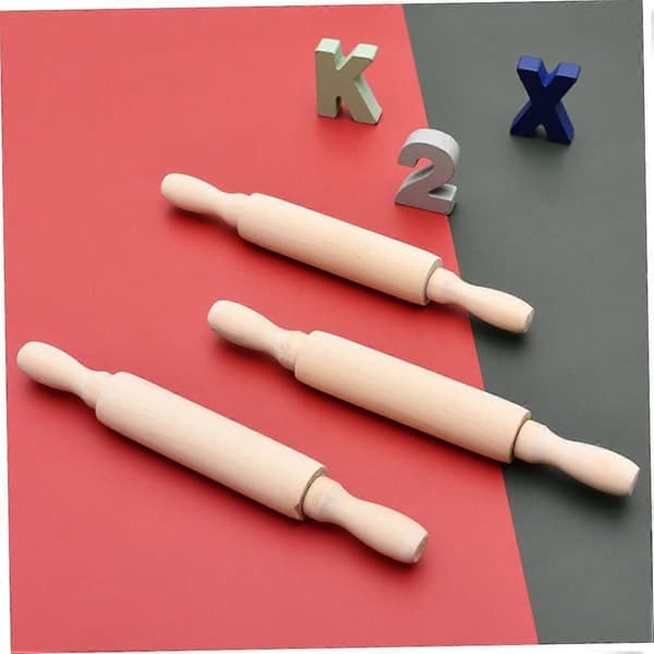 2 stk. mini kjevle i tre for baking av pizza, bakverk, fondant, glatt non-stick overflate