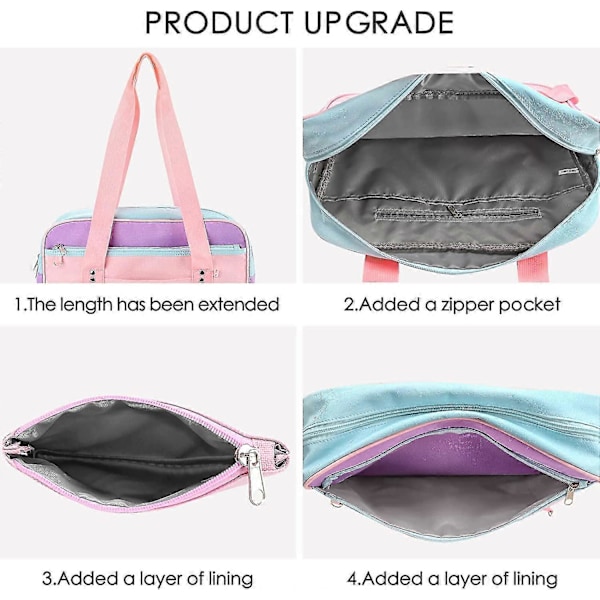 Kawaii Ita Väska Japansk Skolväska Söt Tygväska Stor Axelväska Anime Hjärta Plånbok (Slumpmässigt märke) Purple and pink