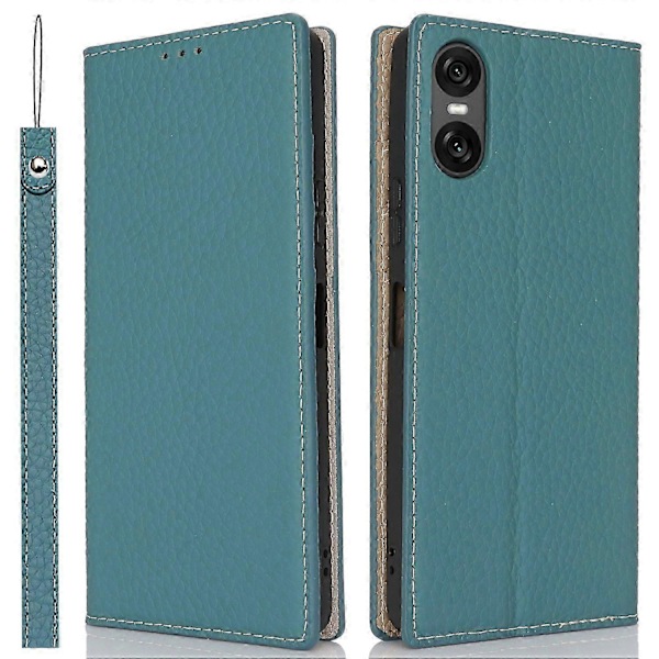 Til Sony Xperia 10 VI Etui Ægte Koskind Læderpung Stand Telefon Cover Style F