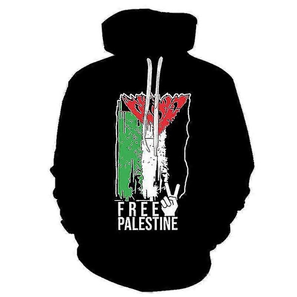 Gratis Palestina Flagga Tryck Hoodie Tröja TMW121-15 4XL