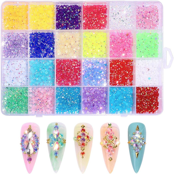 Litet Kristall Strass Kit | 3500 Delar Glitter Resin Strass Kit, Flatback AB Klara Juveler Diamanter Nageldekorationer för Niktule B