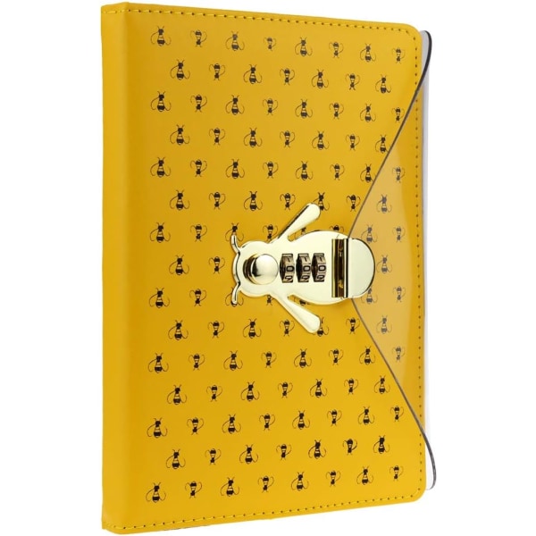 Biformad kombinationslåsjournal, PU-läder hårt cover Notebook Söt dagbok, A5-fodrad lösenordslåsning
