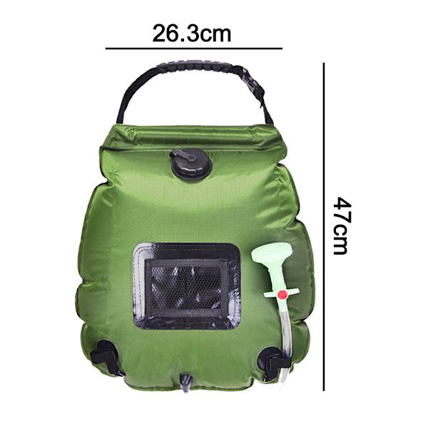 Utomhus solvattenpåse badpåse camping bad förvaringsväska bärbar duschpåse 20L badvattenpåse-strand simning resor vandring-grön
