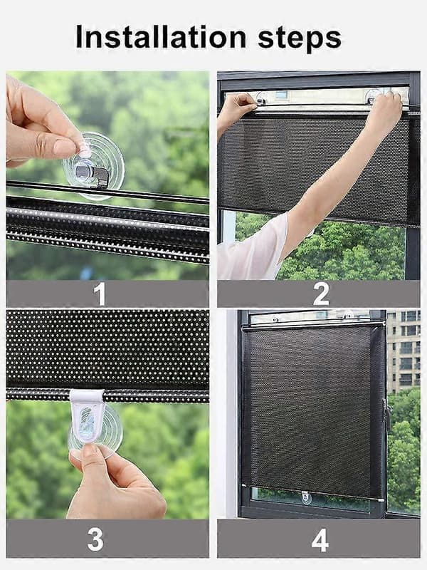 Roller blind with suction cups, window roller blind, sun protection, blackout roller blind and sun protection, no drilling required, 58x125cm