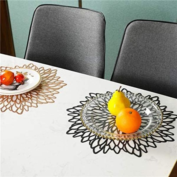 Stykker Runde Hule Bordplade, Guld Runde Isolering Bordplade, PVC Miljøvenlig Anti-skoldning Bord Isolering Måtte(Guld)