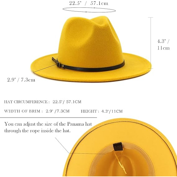 Dame Bæltespænde Fedora Hat Klassisk Bredskygget Filt Panama Hat