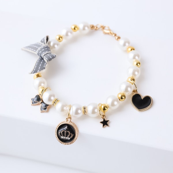 Mode Husdjurshalsband Cat Pearl Crown Collar Accessories Ornaments Pet Cat Teddy Collar Pearl Smycken Halsband -XS