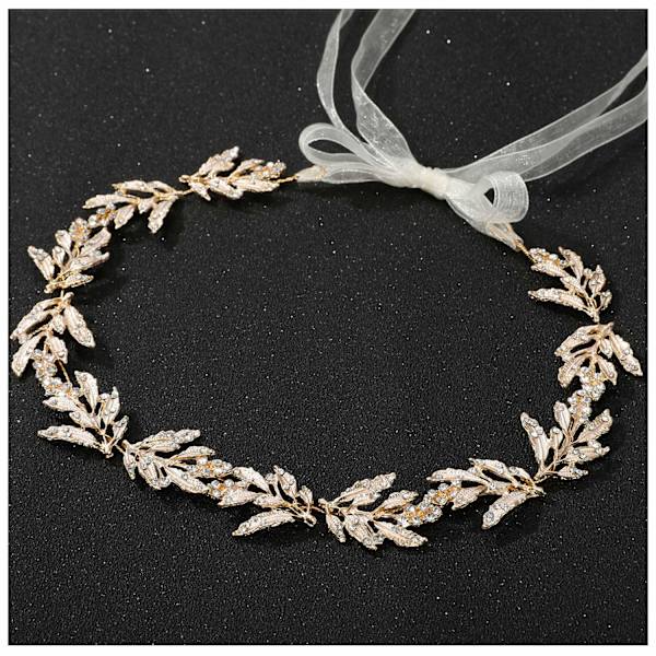 Blad bröllop tiara brud tärna guld brud tiara strass dam handgjorda håraccessoarer.