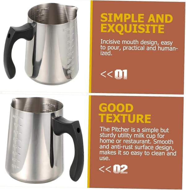 Mælkekande i rustfrit stål med behageligt greb til Latte Art Espresso Cappuccino