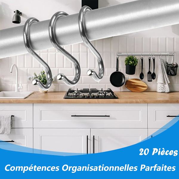 20-pack Stainless Steel S-Hooks Kitchen Hooks S-shaped Hooks for Hanging Kitchen Utensils
