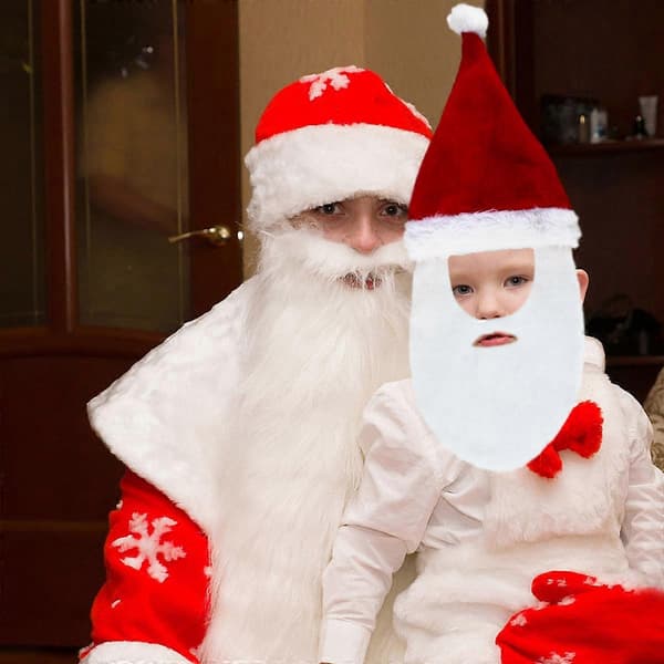 Julfestmössor 3 st Tomtemössa med skägg för festlig kostymoutfit