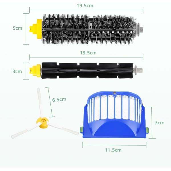 Reservedeler til iRobot Roomba serie 600 605 615 616 620 621, reservedeler børster og filtre med skruer til robotstøvsuger