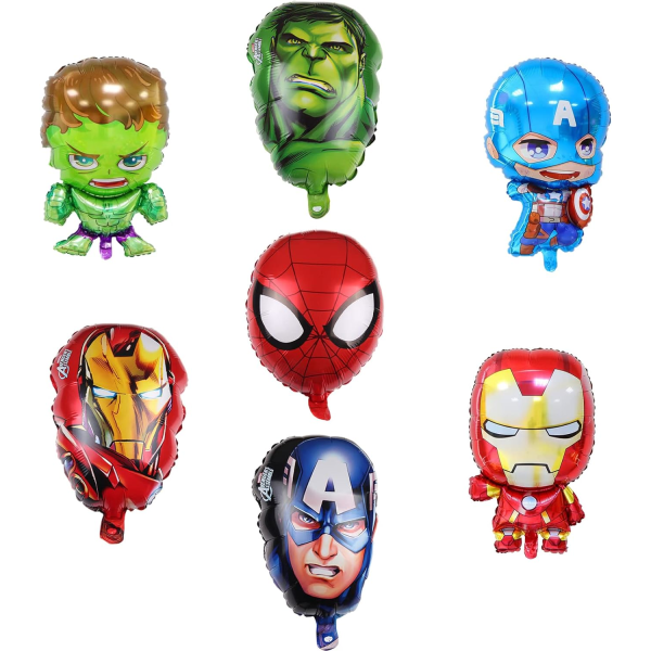 7 st Superhjälteballonger ZHULIA-Avengers Super Hero-tema folieballonger för barn Födelsedagsfesttillbehör Dekor, perfekt fest