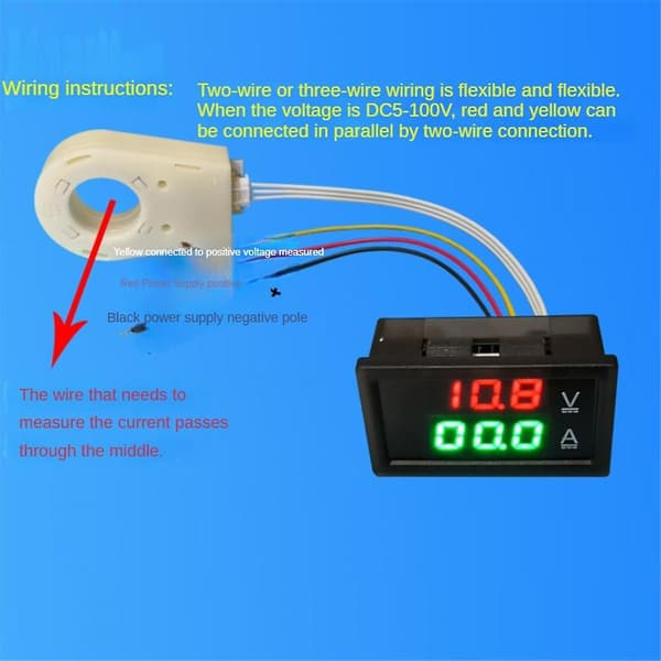 Hall Amperemeter Voltmeter DC 0-300V 200A Batterimonitor LED Digital Strömspänningmätare 12V 24V 36V