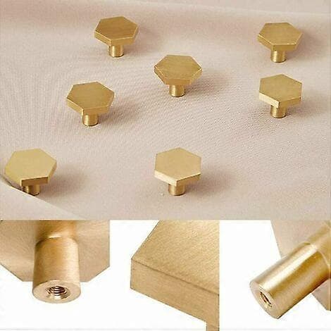 10 stk. massive messing sekskantede knopper, skabslågeknapper runde messingknopper møbelknopper 30*21mm