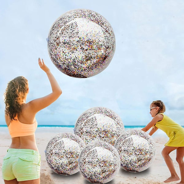 5 Strandbolde Gigant Poolbolde Gigant Blinkende Oppustelige Strandbolde Svømmepølbadestrand Legetøj - Lilla