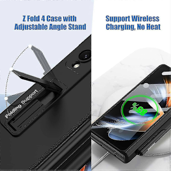 Skal för Galaxy Z Fold 4 - S Pen-hållare, Inbyggt skärmskydd & Magnetiskt gångjärnsskydd gray