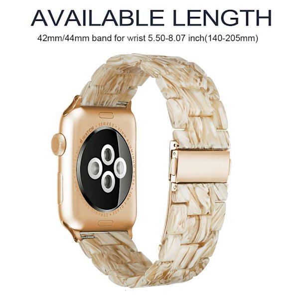 Kompatibel med Apple Watch-reimer 38-40mm/42-44mm Serie 5/4/3/2/1, Slank Resin Armbånd -42-44mm-Silke Hvit