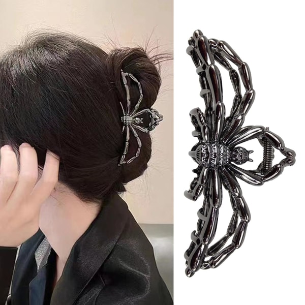 Spider Hair Clips Metal Hair Claws Large Hair Claw Clips for Thick and Long Hair, Strong Hold Hair Jaw Clips（Black）