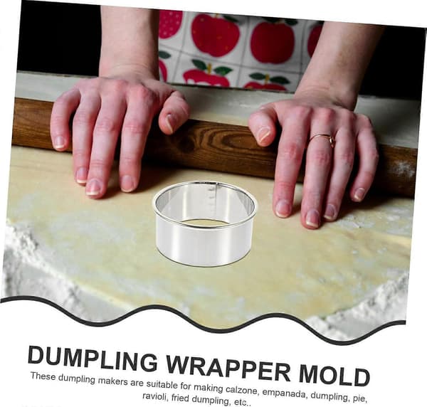 6-delt sæt med udstikkere til dumpling-dej i rustfrit stål, ergonomisk greb til wienerbrød og småkagedej