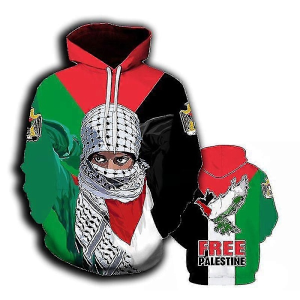 Gratis Palestina Flagga Tryck Hoodie Tröja TMW121-1 4XL