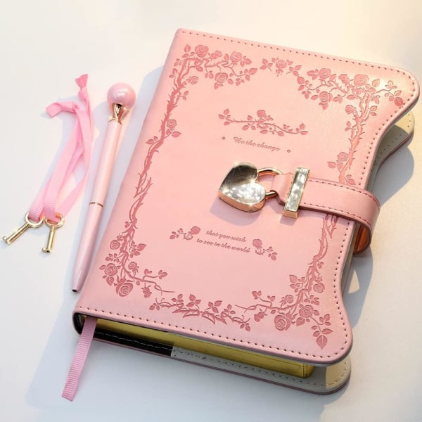 Diary with Lock and Keys for Girls Gift Ideas, Refillable Journal for Women, Rose Garden Secret Notebook with Lined Pages