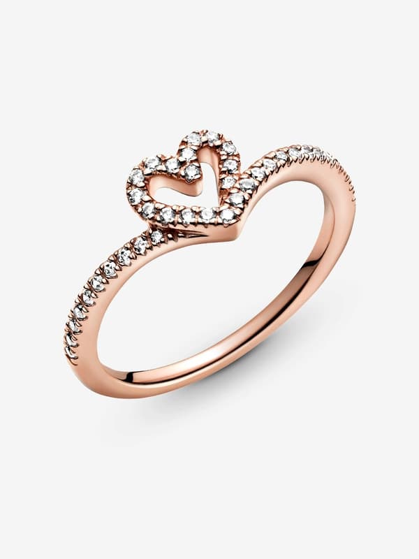 Pandora - Glimmerende Wishbone Hjertering - 14k rosaforgyldning Circumference: 56mm