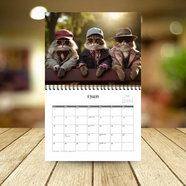 2025 Modekatte Kalender 12 Måneder Spiralkalender Sød Katte Vægkale