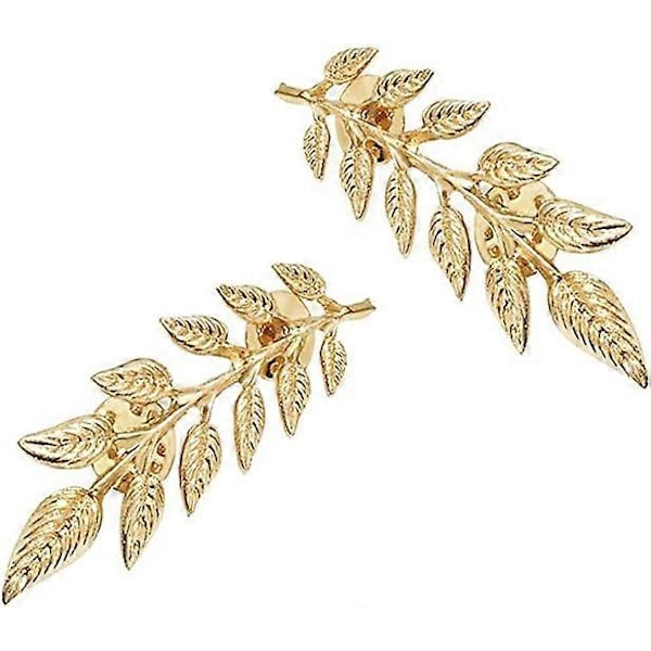 3 par Gentleman Dressbrosjer Enkel Elegant Dobbel Blad Krage Pin Brosje Gull Sølv Plante Brosje, gull