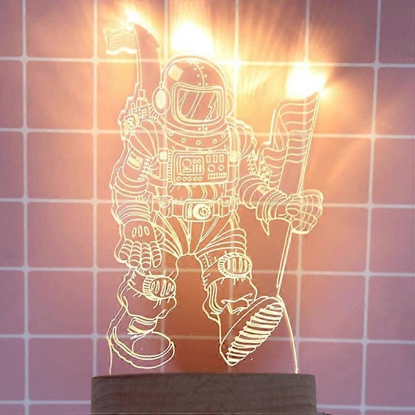 Astronaut Lys Led Astronaut Figur Natlampe Dekor Akryl til Søvn Sengelampe Barn