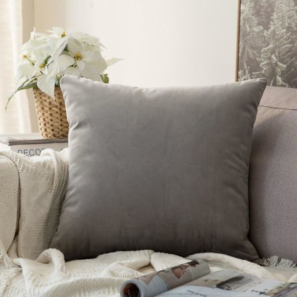 2 kuddfodral i sammet dekorativt sofföverdrag supermjukt bekvämt dekoration hem vardagsrum sovrum för soffa 50X50CM grå