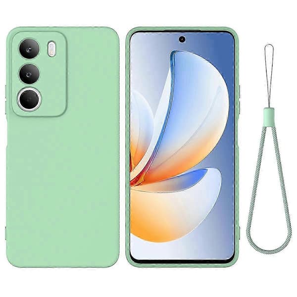 Realme C71 4G Liquid Silicone Case with Hand Strap - Shockproof Soft Case (Green)