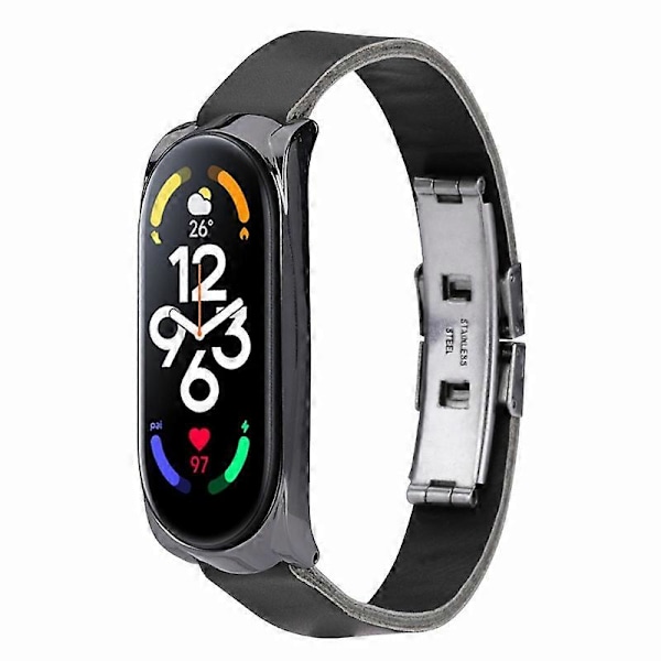 Læderurrem med urkasse til Xiaomi Mi Band 7/Band 7 NFC Style C