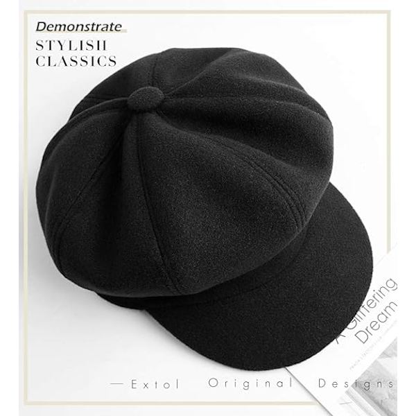 Dame Beret Newsboy Hat Fransk Uld Cap Klassisk Efterår Forår Vinter