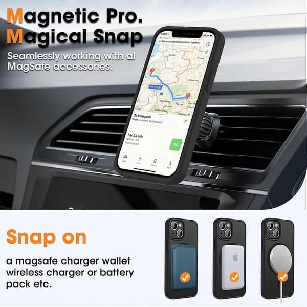 iPhone 12 Mini Case, iPhone 13 Mini Case Compatible with MagSafe Magnetic Thin Case Black