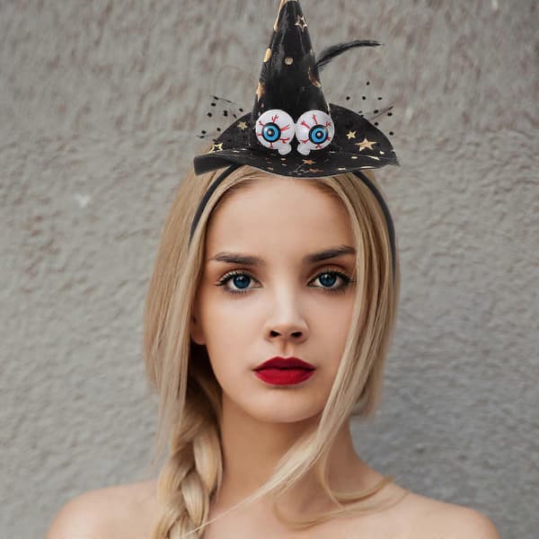 Heksehat Hårbånd til Halloween Kostumefest med Spooky Øjeæble