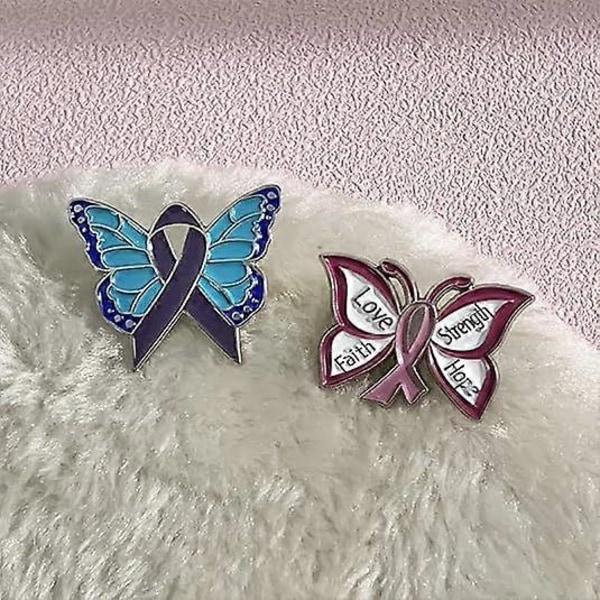 Rosa sløyfe brystkreftbevissthet brosjer pin, kjærlighet tro styrke håp sommerfugl design, rhinestone rosa sløyfe håp jakkenål brosje 0,8 * 1,1 tommer