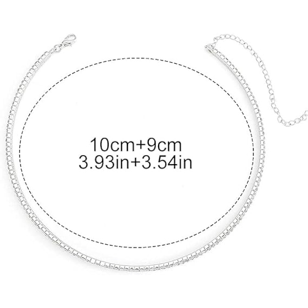 Rhinestone Choker Halskæde Sølv Diamant Række Halskæder Funklende Krystal Halskæde Kæde Smykker Mode Minimalistisk Fest Prom