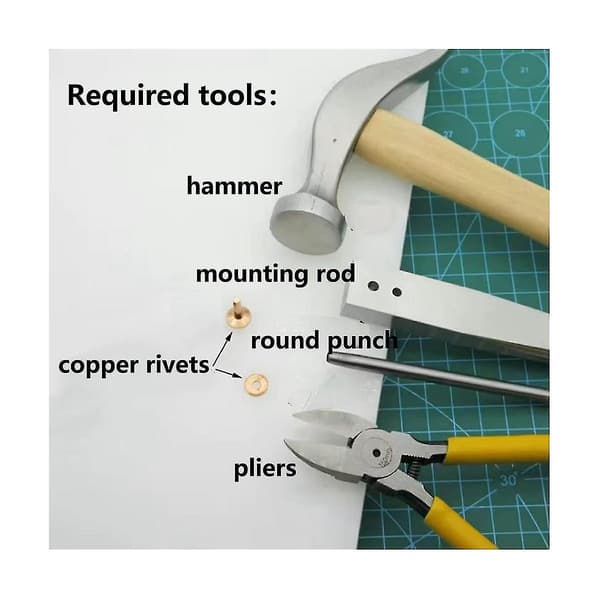 42 Pcs Copper Rivets and Washers Set, Leather Rivets Fastener Installation Tool with Hole Punch