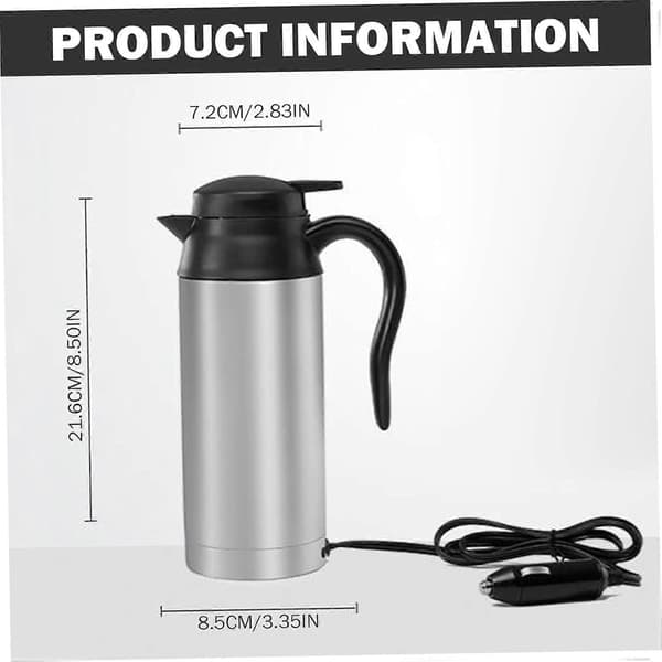Bil Elkedel 750ml Rustfrit Stål Hurtig Kog 12V/24V Rejse Te Kaffe Mælk