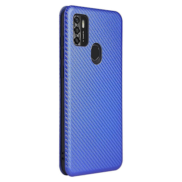 För ZTE Blade A7s 2020 Kolfibertextur Horisontell Flip TPU + PC + PU Läderfodral med Kortplats Blue