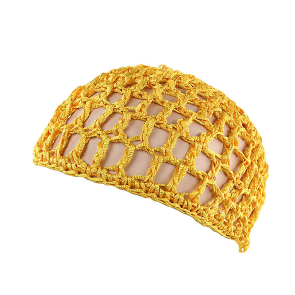 Hårnett i netting, heklet lue, fiskenett hårnett, snood-deksel ornament for soving Yellow