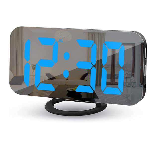 Digital väckarklocka, väckarklockor för sovrum, stor display spegelyta väckarklocka, för kontor sovrum nattduksbord skrivbord-Ts-8201-Hb