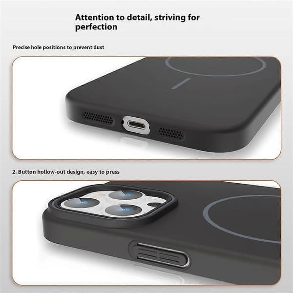 Bulk Buy Compatible For iPhone 15 Pro Magnetic Case Solid Color PC Phone Case Compatible with MagSafe (Black)