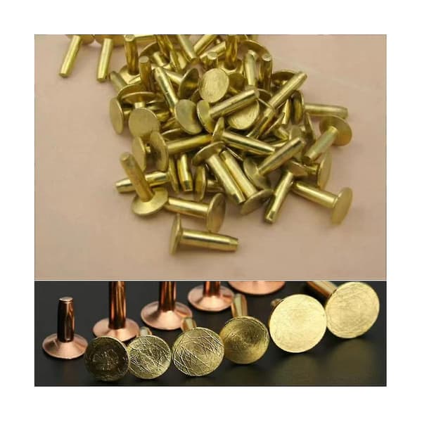 42 Pcs Copper Rivets and Washers Set, Leather Rivets Fastener Installation Tool with Hole Punch