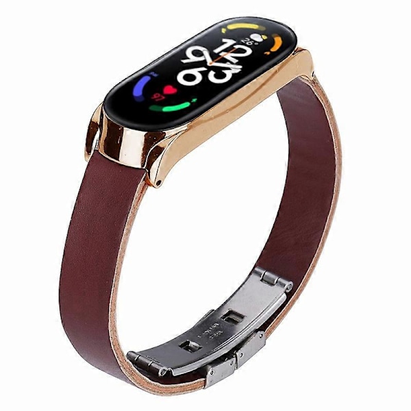 Læderurrem med urkasse til Xiaomi Mi Band 7/Band 7 NFC Style D